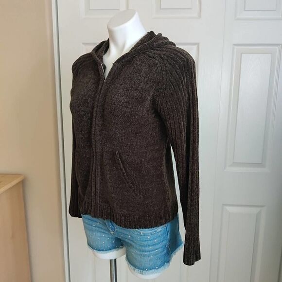 Style & Co. velour zip front hoodie cardigan sz SP - Picture 3 of 8
